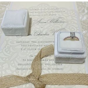 White Square Velvet Ring Box Single/Double Slots